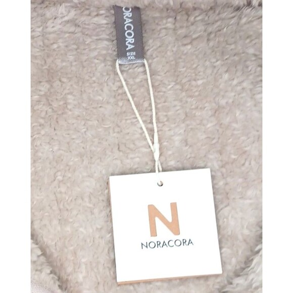 NEW Noracora Women's Sz XXL Beige Plush Teddy Ribbed Sherpa Full Zip Jacket NWT - Picture 4 of 5
